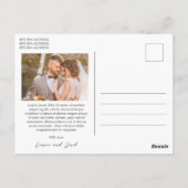 Simple Photo Modern Wedding Thank You Postkarte (Rückseite)