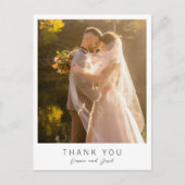 Simple Photo Modern Wedding Thank You Postkarte (Vorderseite)