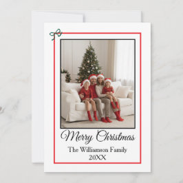 Simple Photo Red, Green, and Black Merry Christmas Feiertagskarte