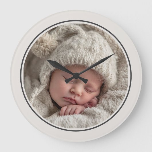 Simple Photo Template Personalized Frame Große Wanduhr (Vorderseite)