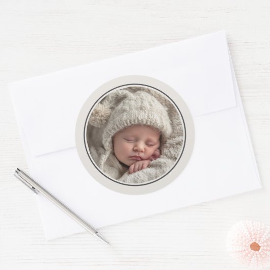 Simple Photo Template Personalized Frame Runder Aufkleber (Umschlag)