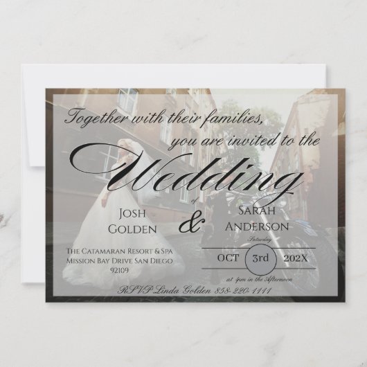 Simple Photo Wedding Invitation White & Black Einladung (Vorderseite)