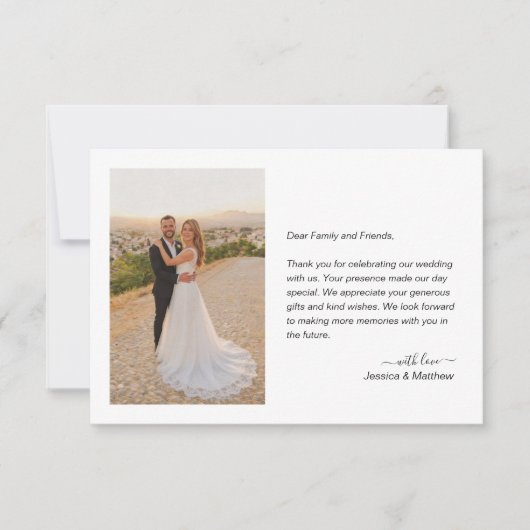 Simple Photo with Monogram Wedding Dankeskarte (Vorderseite)