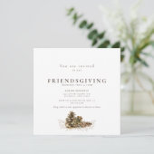 Simple Pine Cone Friendsgiving ii Invitation Einladung (Stehend Vorderseite)