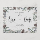 Simple Pine Cones Wedding Website Save the Date Ankündigungspostkarte (Vorderseite)