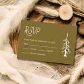 Simple Pine Tree Casual Wedding Rustic Brown  RSVP Karte