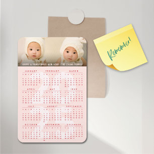 Simple Pink 2025 Calendar Minimalistisch Holiday F Magnet