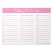 Simple Pink 8.5x11 Three Column Checklist Notizblock (Vorderseite)