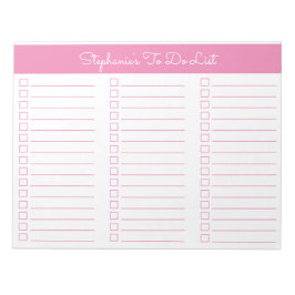 Simple Pink 8.5x11 Three Column Checklist Notizblock
