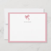 Simple Pink Bow Coquette Personalized Mitteilungskarte (Vorderseite)