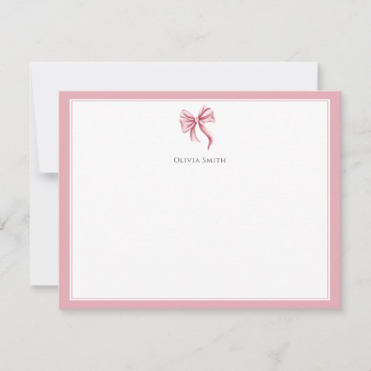 Simple Pink Bow Coquette Personalized Mitteilungskarte (Vorderseite)