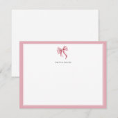 Simple Pink Bow Coquette Personalized Mitteilungskarte (Vorne/Hinten)
