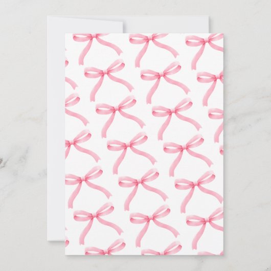 Simple Pink Bow Girly Junggeselinnen-Abschied Einladung (Rückseite)