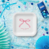 Simple Pink Bow Girly Junggeselinnen-Abschied Pappteller (Party)
