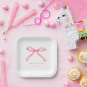 Simple Pink Bow Girly Junggeselinnen-Abschied Pappteller (Party)