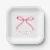 Simple Pink Bow Girly Junggeselinnen-Abschied Pappteller (Vorderseite)