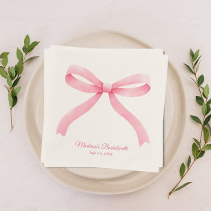 Simple Pink Bow Girly Junggeselinnen-Abschied Serviette