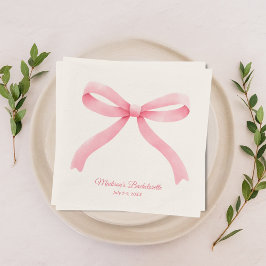 Simple Pink Bow Girly Junggeselinnen-Abschied Serviette