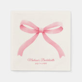 Simple Pink Bow Girly Junggeselinnen-Abschied Serviette (Vorderseite)