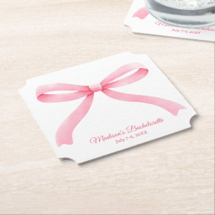 Simple Pink Bow Girly Junggeselinnen-Abschied Untersetzer