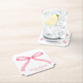 Simple Pink Bow Girly Junggeselinnen-Abschied Untersetzer (Vor Ort)