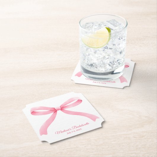 Simple Pink Bow Girly Junggeselinnen-Abschied Untersetzer (Vor Ort)