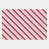Simple Pink Burgundy Stripes Christmas Geschenkpapier Set (Vorderseite 3)