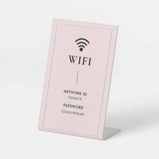 Simple Pink Business Wifi Password and Network Sockelschild (Vorderseite)