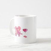 Simple Pink Couple Bird Kiss Kaffeetasse (Vorderseite Links)