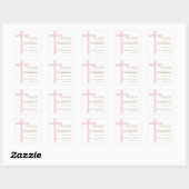 Simple Pink Cross First Holy Communion Thank You Quadratischer Aufkleber (Blatt)