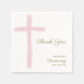 Simple Pink Cross Thank You Christening Baptism  Serviette (Vorderseite)