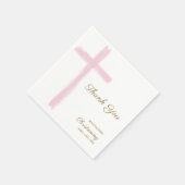 Simple Pink Cross Thank You Christening Baptism  Serviette (Ecke)