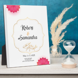 Simple Pink Flower Minimalist wedding plaque Fotoplatte