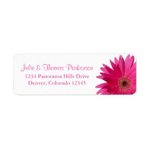 Simple Pink Gerbera Daisy Wedding Rücksendeadresse