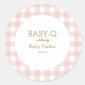 Simple Pink Gingham Baby Shower Sticker (Vorderseite)