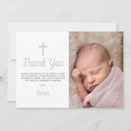 Simple Pink Girl Baptism Christening Photo Dankeskarte