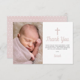 Simple Pink Girl Taufe Christening Foto Dankeskarte