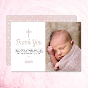 Simple Pink Girl Taufe Christening Foto Dankeskarte