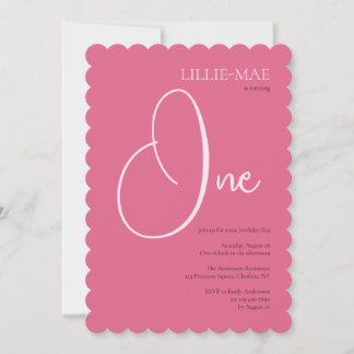 Simple Pink Girly 1. Geburtstagsfeier Party Einlad Einladung
