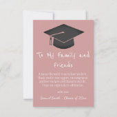 Simple Pink Handwriting Cap Tassel Graduation   Dankeskarte (Vorderseite)
