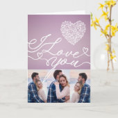 Simple Pink Heart I Love You Photo Collage Karte (Gelbe Blume)