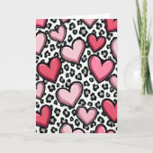 Simple Pink Leopard Hearts Card Karte (Vorderseite)