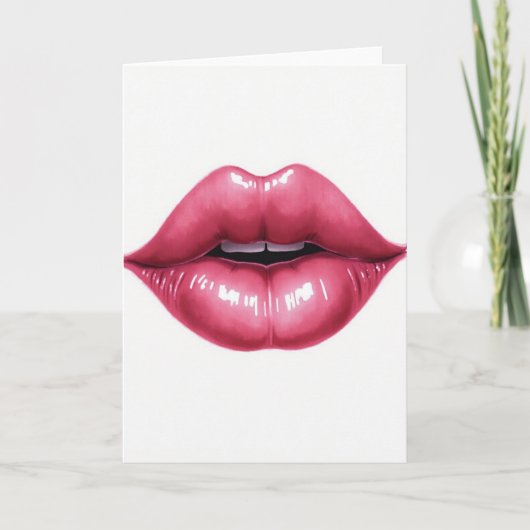 Simple Pink Lips Kiss Card Karte (Vorderseite)