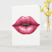 Simple Pink Lips Kiss Card Karte (Gelbe Blume)