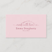 Simple Pink Made with Love Typography Bakery Visitenkarte (Vorderseite)