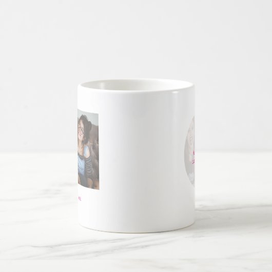 Simple Pink Minimalist Photo Text Keepsake Kaffeetasse (Mittel)
