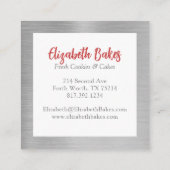 Simple Pink Mixer Floral Cake Bakery Business Card Quadratische Visitenkarte (Rückseite)