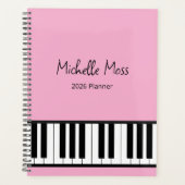 Simple Pink Piano Pianist Music Teacher Planer (Vorderseite)