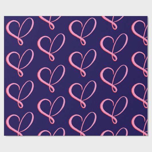 Simple Pink Red Hearts Geschenkpapier (Flach)