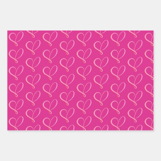 Simple Pink Red Hearts Geschenkpapier Set (Vorderseite 2)